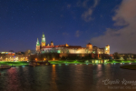 Scenic view of Wawel castle at night, Krakow, Poland