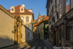 Empty street at the morning in old city of Prague