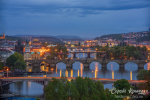 Scenic night view of Prague bridges at twilight