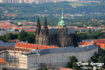 Aerial view over Castle and St. Vitus Cathedral in Prague