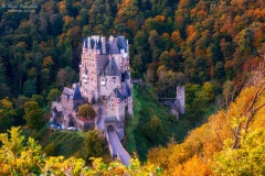 Picturesque panoramic view of Burg Eltz castle in autumn., Rhineland-Palatinate, Germany