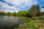 Konopiste castle, park and pond, at springtime, Benesov, Czech republic