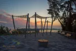 Sunrise over Dnieper river. Scenic view from Sosnovy Bir park in Cherkasy, Ukraine