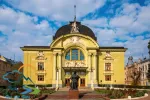 Stunning view of Opera theater in Chernivtsy city at sunny spring day