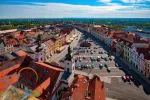 Picturesque view on Great Square of Hradec Kralove from above, Czech Republic