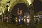 Main Market Square view from  Sukiennice passage in Krakow, Poland