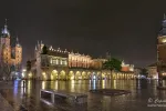 Panorama of Main Market Square at night, Poland, Krakow