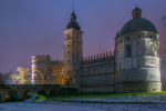 Scenic nightscape of renaissance castle in Krasiczyn, Podkarpackie voivodeship, Poland