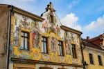 Three Kings house with amazing rare frescoes dedicated to Czech kings. Kutna Hora, Czech Republic