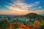 Breathtaking sunset over Lviv city, Ukraine. UNESCO world heritage site