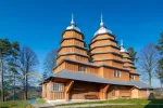Scenic view of Greek Catholic wooden church of St. Dmytro, UNESCO, Matkiv, Ukraine