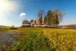 Scenic view of Greek Catholic wooden church of St. Dmytro, UNESCO, Matkiv, Ukraine