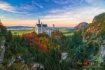 Amazing view on Neuschwanstein Castle at autumn evening, Bavaria, Germany
