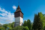 Gothic Bell Tower of Church of the Holy Spirit in Krcin - district of Nove Mesto nad Metuji town, Czech Republic