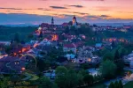 Amazing panoramic view of Nove Mesto nad Metuji at twilight, Czech Republic