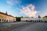 Morning view of renaissance building on Husovo square, Nove Mesto nad Metuji, Czech Republic