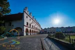 Scenic view of renaissance buildings on Husovo square, Nove Mesto nad Metuji, Czech Republic