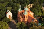 Aerial view of Saint Lawrence Cathedral in Prague, Czech Republic