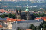 Aerial view over Castle and St. Vitus Cathedral in Prague