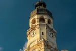 Baroque tower of town hall in Sniatyn, Ivano-Frankivsk region, Ukraine