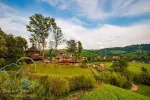 Picturesque rural scenery with Ascension of Our Lord Church, UNESCO World Heritage site, Yasinia, Ukraine