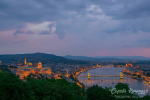 Amazing night view of Danube river and Budapest city center from Gellert hill, Hungary