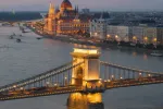 Chain Bridge and Parliament in Budapest at twilight, Hungary